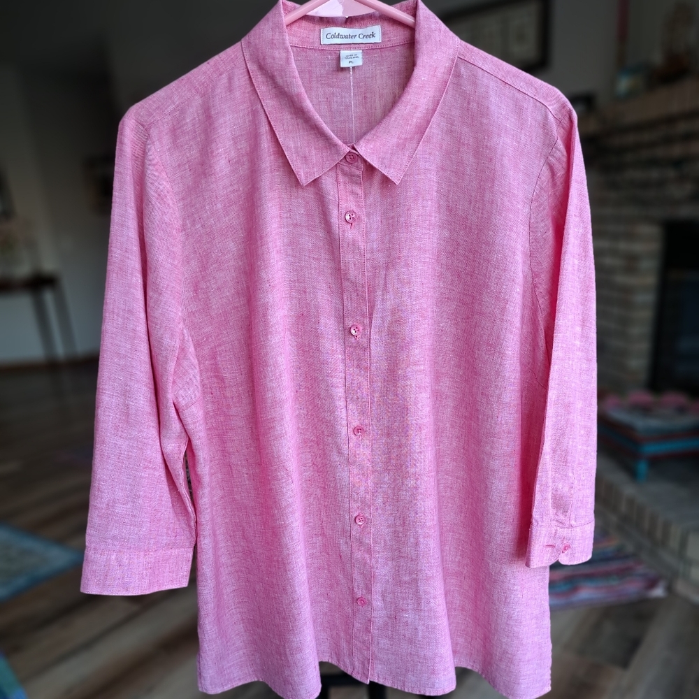 EUC Coldwater Creek Easy-Care Linen Big Shirt, size PL